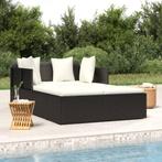 vidaXL Ligbed met kussens 182x118x63 cm poly rattan zwart, Tuin en Terras, Ligbedden, Verzenden, Nieuw