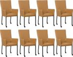 Set van 8 Bruine leren moderne eetkamerstoelen - met armleun, Huis en Inrichting, Stoelen, Nieuw, Vijf, Zes of meer stoelen, Modern