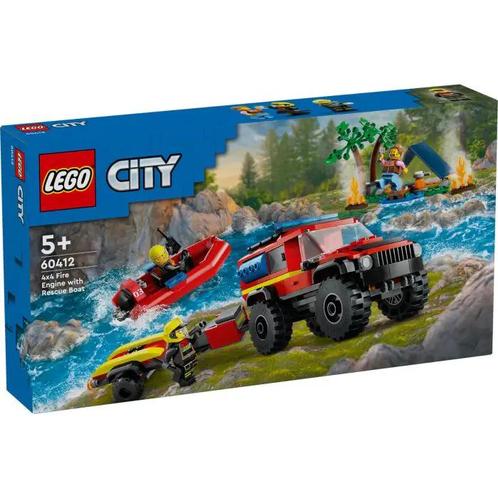 LEGO City 60412 4X4 Brandweerauto met Reddingsboot, Kinderen en Baby's, Speelgoed | Duplo en Lego, Nieuw, Verzenden