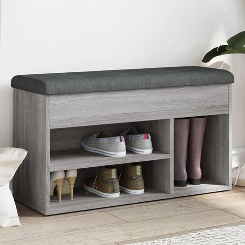 vidaXL Schoenenbank 82x32x45,5 cm bewerkt hout grijs sonoma, Huis en Inrichting, Banken | Voetenbanken en Poefen, Nieuw, Verzenden