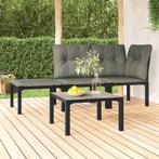 vidaXL Salontafel tuin 55x55x31 cm DPC en staal grijs, Verzenden, Nieuw, Rotan