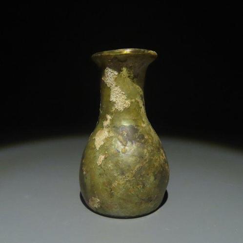 Oud-Romeins Glas Zalf. 1e - 3e eeuw n.Chr. 7,2 cm hoog., Verzamelen, Mineralen en Fossielen