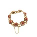 Gouden armband met bloedkoralen; Antiek | 19 cm (vintage), Gebruikt, Overige kleuren, Ophalen of Verzenden, Met edelsteen