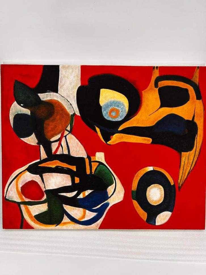 Abstracte Compositie in Rood, Huis en Inrichting, Woonaccessoires | Schilderijen, Tekeningen en Foto's, Nieuw