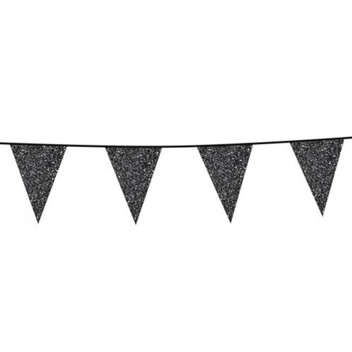 Zwarte Slingers Glitter 6m, Hobby en Vrije tijd, Feestartikelen, Nieuw, Verzenden
