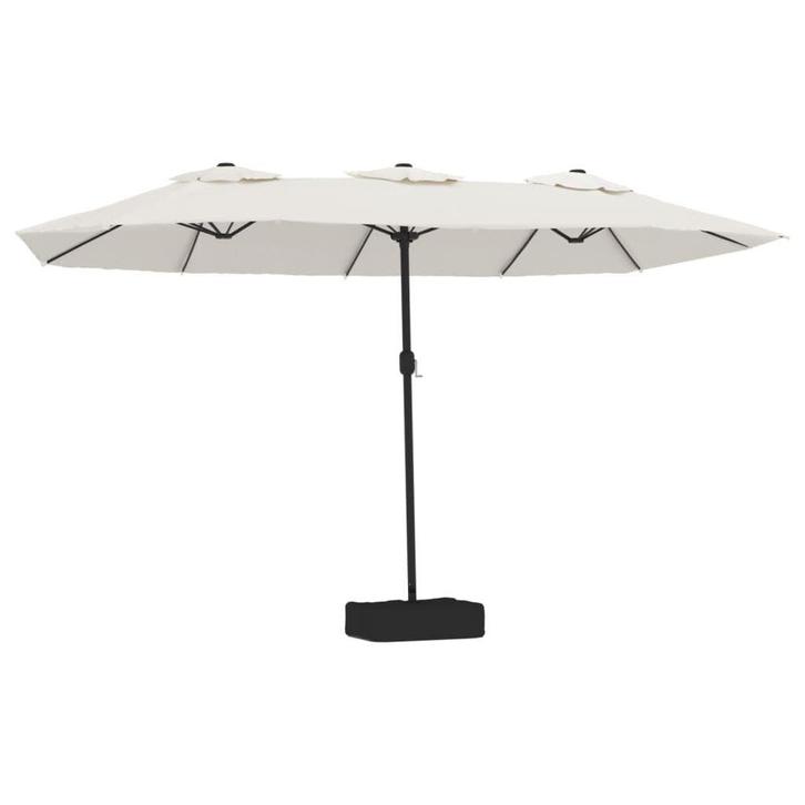 Dubbele Parasol Zandwit 449x245cm | Retourdeal 68%, Tuin en Terras, Parasols, 2 tot 3 meter, Nieuw, Stokparasol, Ophalen of Verzenden