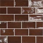 Handvorm wandtegel 6,5x13 bruin soft glans wandtegel, Nieuw, Ophalen of Verzenden, 10 m² of meer, Wandtegels