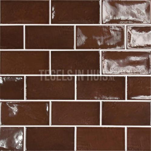 Handvorm wandtegel 6,5x13 bruin soft glans wandtegel, Doe-het-zelf en Verbouw, Tegels, Wandtegels, Nieuw, 10 m² of meer, Ophalen of Verzenden