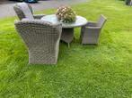 Prachtige loungeset met ronde tafel, Tuin en Terras, 5 zitplaatsen, Rotan, Bank, Zo goed als nieuw