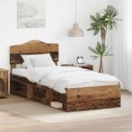 vidaXL Bedframe met hoofdeinde Oudhout 75 x 190 cm Massief, Verzenden, Nieuw, Bruin, Hout