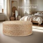 2dekans | tectake® Handgemaakte Poef Banno Elipse – Ronde, Ophalen of Verzenden, Zo goed als nieuw