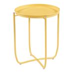 Tuintafel Sandefjord bijzettafel rond metaal 53xØ40 cm geel, Verzenden, Nieuw