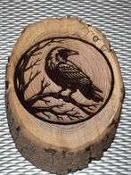 Berken- of eikenhouten schijf met laser gravure, Antiek en Kunst, Kunst | Etsen en Gravures, Verzenden