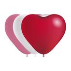 Hartjes Ballonnen Rood/Wit/Roze 25cm 6st, Nieuw, Verzenden