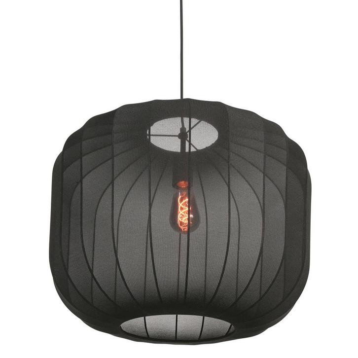 Japandi hanglamp zwart met stoffen kap 55cm - Sable, Huis en Inrichting, Lampen | Hanglampen, Nieuw, Verzenden