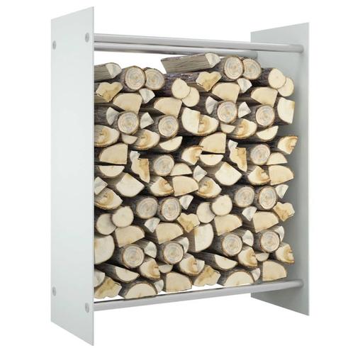 vidaXL Haardhoutrek 80x35x100 cm gehard glas wit, Huis en Inrichting, Kachels, Nieuw, Verzenden