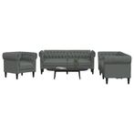 vidaXL 3-delige Loungeset stof donkergrijs, Huis en Inrichting, Verzenden, Nieuw, Vierpersoons of meer, Stof