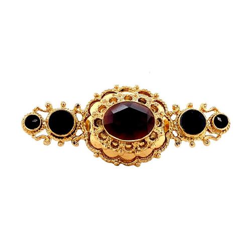 Gouden broche met granaat 14 krt, Sieraden, Tassen en Uiterlijk, Broches, Nieuw, Ophalen of Verzenden