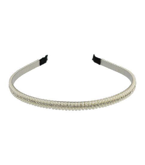 Haarband Diadeem Parel Strass Wit Zilver, Sieraden, Tassen en Uiterlijk, Uiterlijk | Haarverzorging, Verzenden