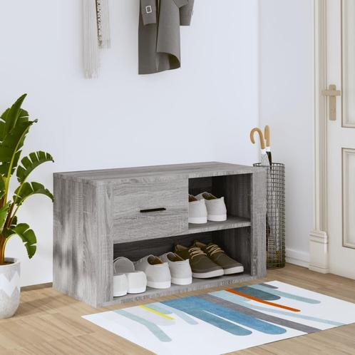 vidaXL Schoenenkast 80x35x45 cm bewerkt hout grijs sonoma, Huis en Inrichting, Kasten | Schoenenrekken, Nieuw, Verzenden