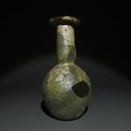 Oud-Romeins Glas Zalf. 1e - 3e eeuw n.Chr. 11,6 cm hoog. Ex
