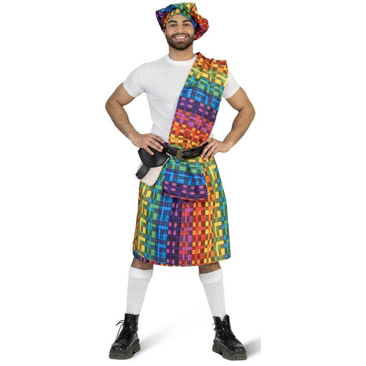 Schotse Kilt Regenboog met Baret Heren, Kleding | Heren, Carnavalskleding en Feestkleding, Nieuw, Ophalen of Verzenden