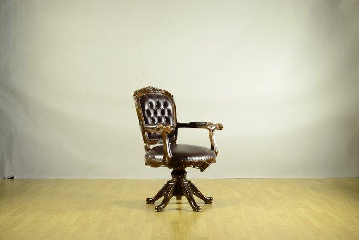 Stoel - Mahonie, Leder - Girevole Stile Vittoriano, Antiek en Kunst, Curiosa en Brocante