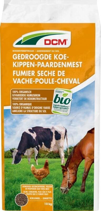 DCM Bio Gedroogde Koe-Kippen-Paardenmest 10kg, Tuin en Terras, Aarde en Mest, Ophalen of Verzenden
