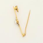 Broche - 18 karaat Geel goud, Platina - Parel - Diamant;, Sieraden, Tassen en Uiterlijk, Antieke sieraden