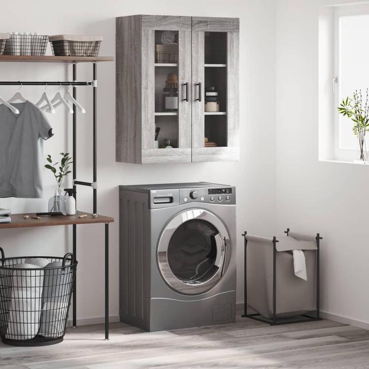 vidaXL Wandkast 69,5x34x90 cm grijs sonoma eikenkleurig, Huis en Inrichting, Kasten | Buffetkasten, 25 tot 50 cm, Nieuw, Overige houtsoorten