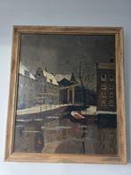 F. Grote (1919-1973) - Winter aan de Groenburgwal, Amsterdam, Antiek en Kunst