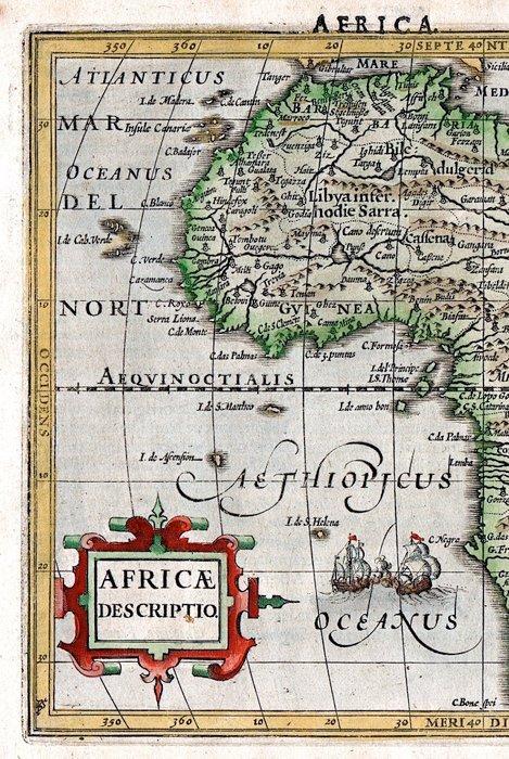 Afrika - .; J. Hondius / Mercator - Africae Descriptio -, Boeken, Atlassen en Landkaarten