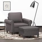 vidaXL Fauteuil met voetenbank 60 cm kunstleer grijs, Eenpersoons, Verzenden, Nieuw, Leer