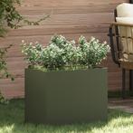 vidaXL Tuin Bloempot Olijfgroen 50 x 32 x 40 cm Koudgewalst, Verzenden, Minder dan 60 cm, Nieuw, Metaal