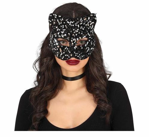 Zilveren Oogmasker Kat Pailletten, Hobby en Vrije tijd, Feestartikelen, Nieuw, Verzenden