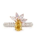 Statement ring - 18 karaat Witgoud - 1.59ct. tw. Gemengde
