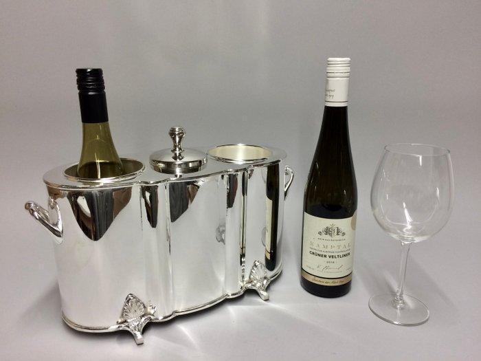 Wijnkoeler - Wijnkoeler voor twee flessen met een vak voor, Antiek en Kunst, Curiosa en Brocante