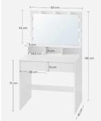 Kaptafel met LED-Verlichting en Spiegel, 2 Lades, Verzenden, Nieuw