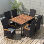 vidaXL 7-delige Tuinset poly rattan acaciahout zwart, Tuin en Terras, Verzenden, Nieuw, Rotan, Tuinset