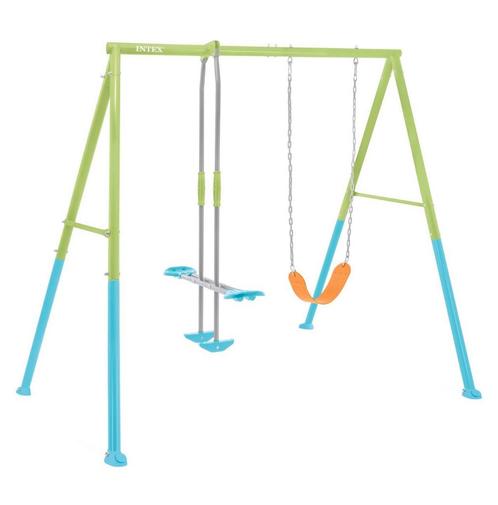 Stalen schommel dubbel intex groen/blauw, Kinderen en Baby's, Speelgoed | Buiten | Speeltoestellen, Nieuw, Ophalen of Verzenden