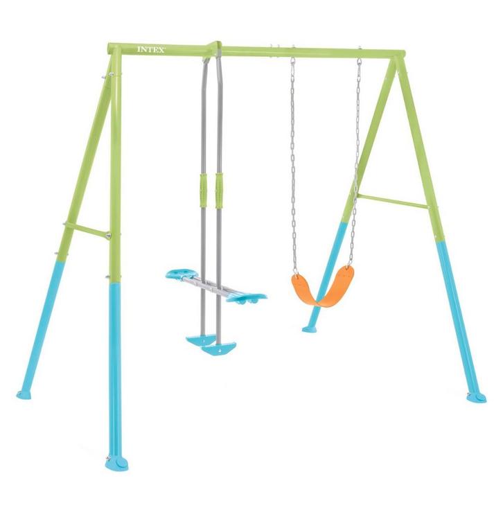 Stalen schommel dubbel intex groen/blauw, Kinderen en Baby's, Speelgoed | Buiten | Speeltoestellen, Nieuw, Ophalen of Verzenden