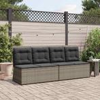 vidaXL Tuinbank met kussen Grijs Poly riet, Tuin en Terras, Tuinsets en Loungesets, Verzenden, Nieuw, Rotan