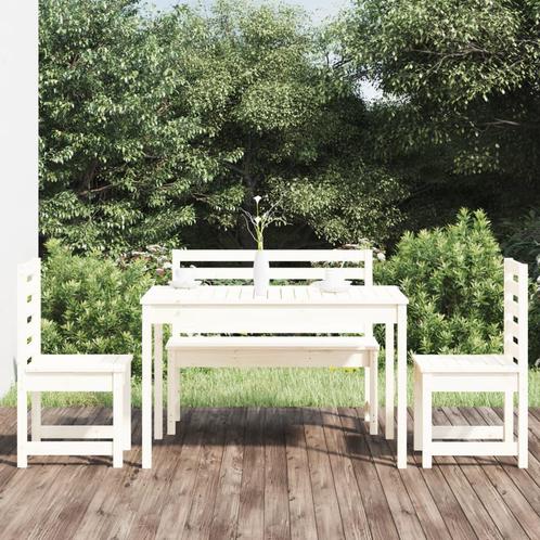 vidaXL 4-delige Tuinset massief grenenhout wit, Tuin en Terras, Tuinsets en Loungesets, Tuinset, Nieuw, 4 zitplaatsen, Verzenden