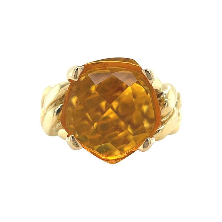 Gouden ring met oranje kleursteen 18 karaat, Sieraden, Tassen en Uiterlijk, Ringen, Oranje, Zo goed als nieuw, Goud, Verzenden