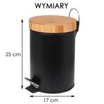 Prullenbak badkamer - zwart - staal/bamboe - handig pedaa..., Huis en Inrichting, Woonaccessoires | Prullenbakken, Ophalen of Verzenden