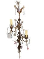 Wandkandelaar - smeedijzer en kristal - wandlamp