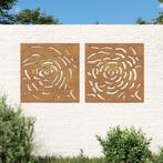 Wanddecoratie tuin 2 st rozenontwerp 55x55 cm cortenstaal, Verzenden