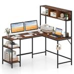 LIVSK L-vormig Hoekbureau met Opbergplank - Hoofdtelefoonhaa, Huis en Inrichting, Bureaus, Verzenden, Nieuw