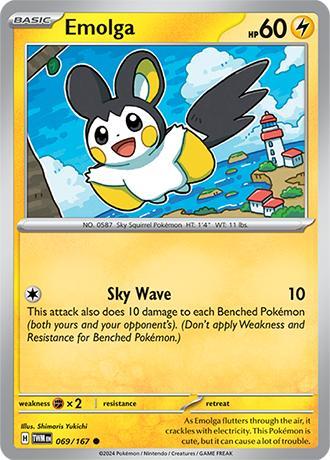 Emolga 069/167 reverse holo Twilight Masquerade, Hobby en Vrije tijd, Verzamelkaartspellen | Pokémon, Losse kaart, Nieuw, Foil