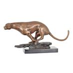 BRONZEN BEELD VAN EEN RENNENDE JAGUAR (Beeldjes - Decoratie), Verzenden